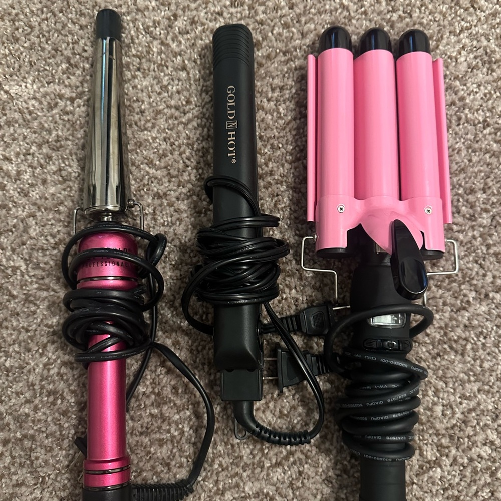 Pink and Black Hair Styling Tools Set